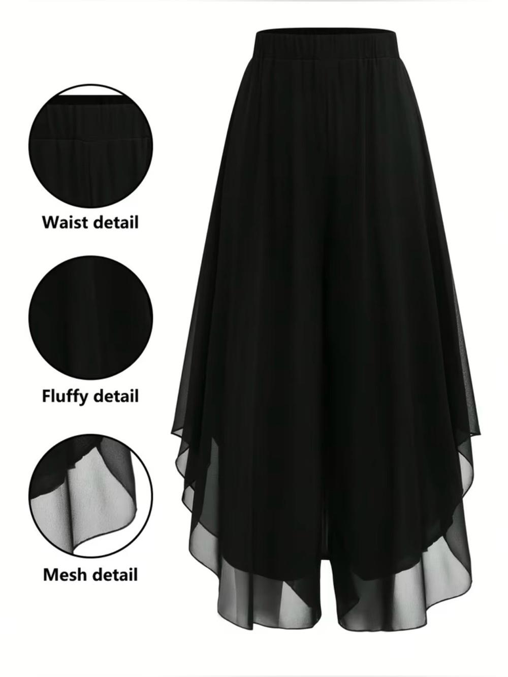Layered Chiffon Wide-Leg Palazzo Pants Colors Available New Boutique - Picture 3 of 6